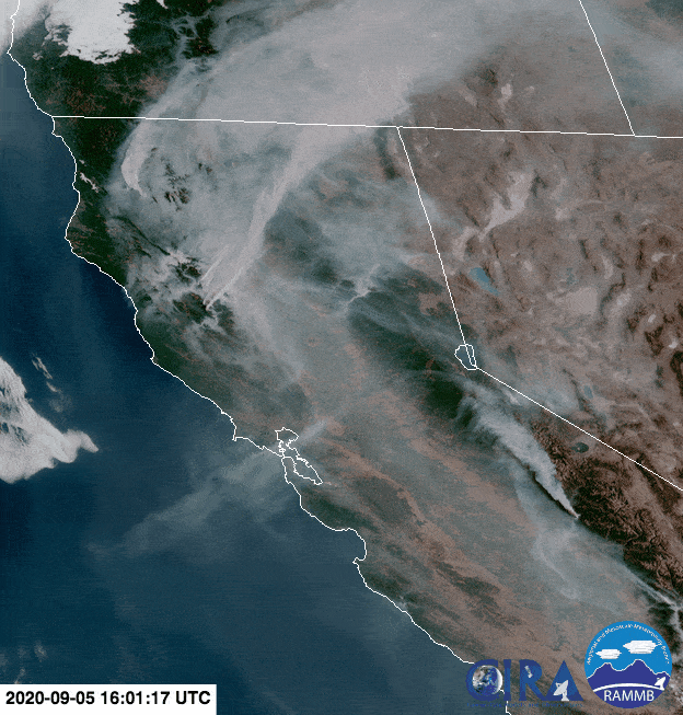 Cloud coverage increasing over the state of California.