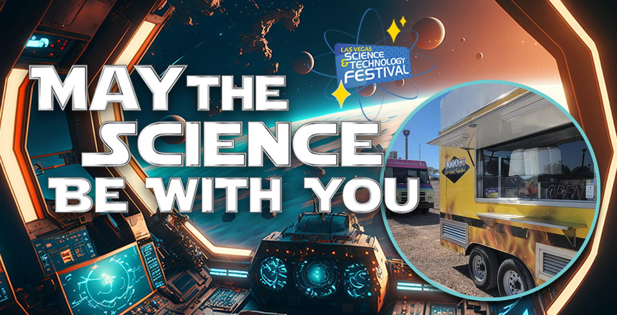 2025 MTSBWY Food Trucks Event May the Science Be With You logo with an image of a food truck with it's window open.