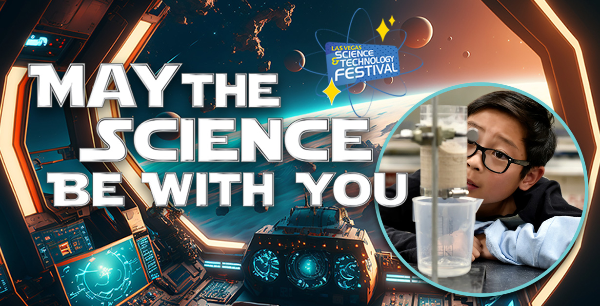 2025 MTSBWY Lab Tours Event May the Science Be With You logo with an image of a child looking at a science experiment in a lab.