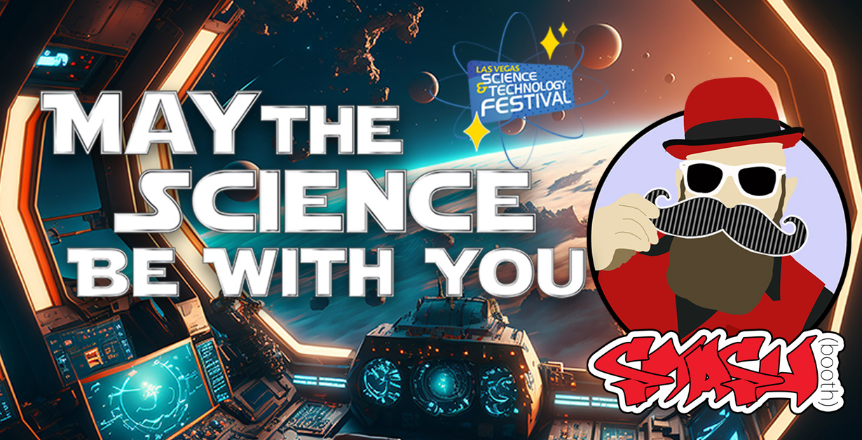 2025 MTSBWY Smash Booth Event May the Science Be With You logo with the Smash Booth Logo of a man with a mustache and red hat.