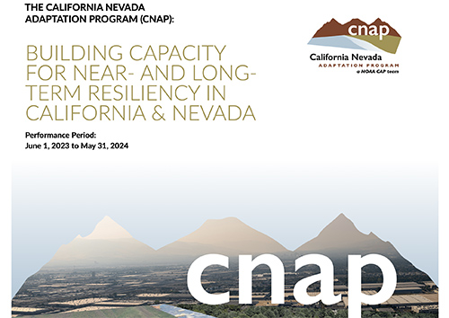 Screenshot CNAP Logo on cover of annual report titles Building Capacity for Near and Long-Term Resiliency in California and Nevada.