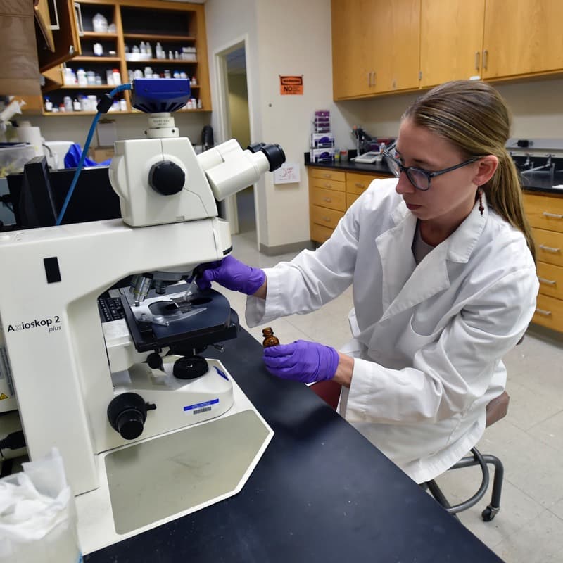Brittany Kruger works at Desert Research Institute on May 3, 2018 in Las Vegas. Photo by David Becker/Nevada Momentum