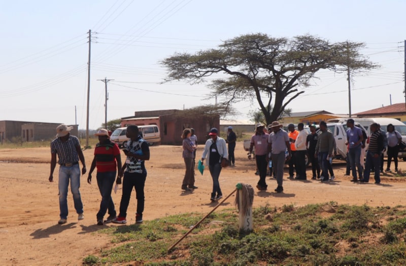Students from CIWAS's washcap program visit a field site in Africa in 2017.
