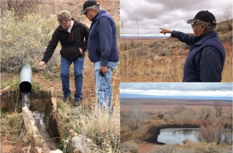 Navajo FRTEP agent Grey Ferrell and Co-PD Trent Teegerstrom inspecting springs near Tuba City.