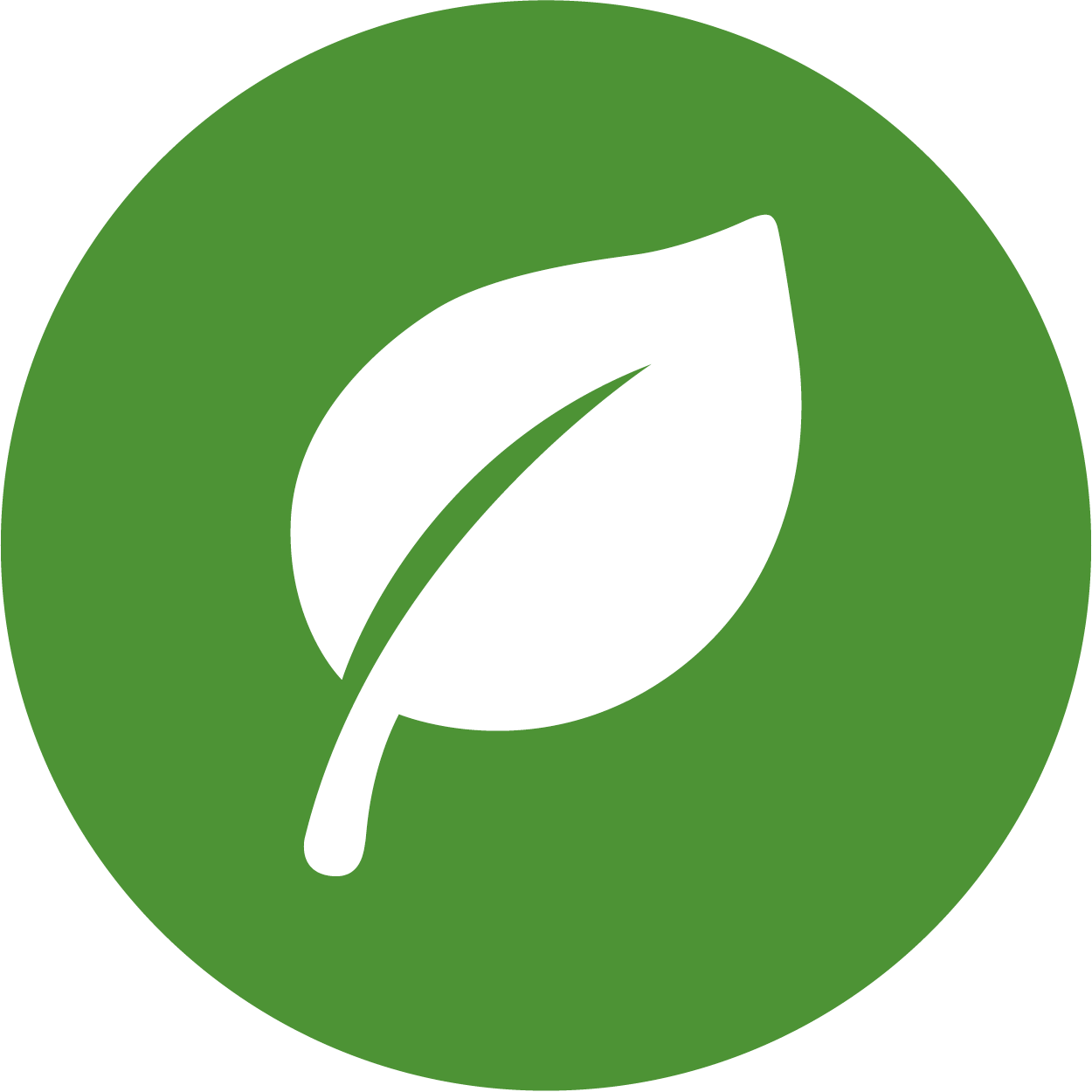 Green icon with a leaf