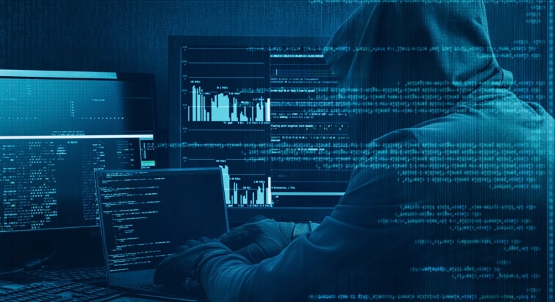 Man at computer.