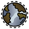 DRIHomePageIcons Icon of the earth with a dashed line around it.