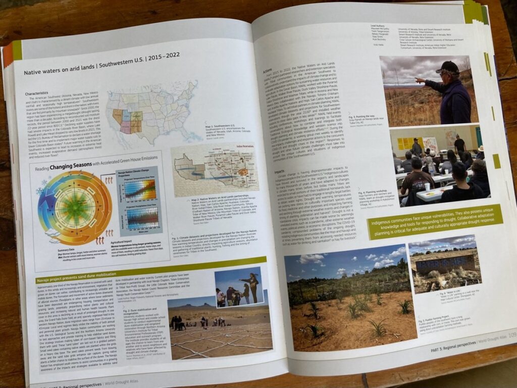 An open book that features information on drought in the Southwest U.S.