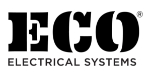 Black text logo of ECO Electrical Systems