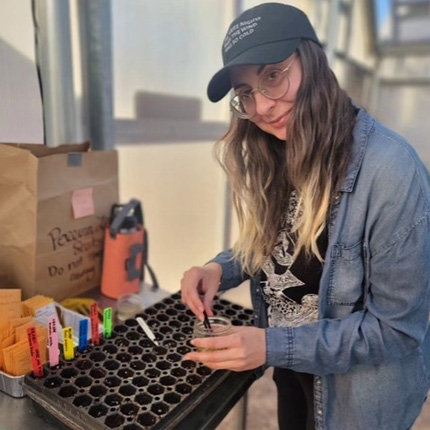 EcoLab Tsvetelina Stefanova 430px Tsvetelina Stefanova placing seeds in a seed tray.