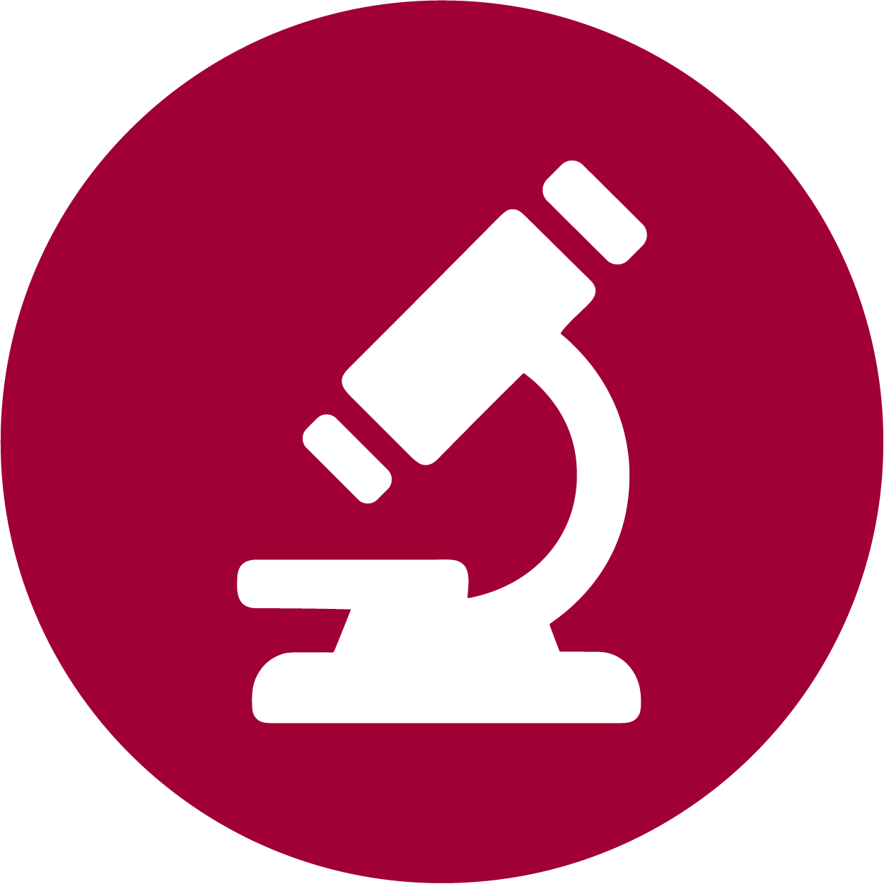 Red icon with a microscope