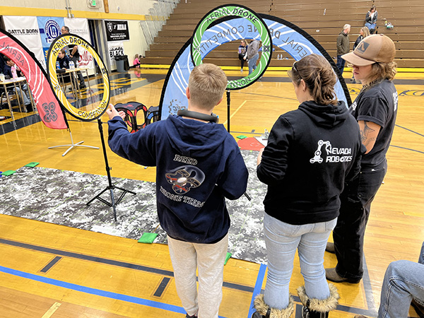 IMG_5462 600px Students reviewing an obstacle course for drone flying.