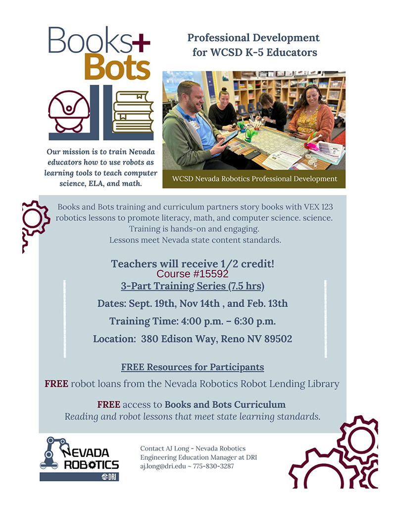 K-5 flier.pdf - 1 Books + Bots Professional Development for WCSD K-5 Educators upcoming dates flyer.