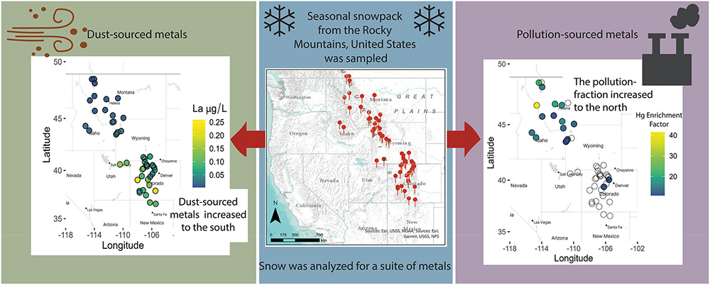 A series of three maps that show the levels of metals in the western United States.