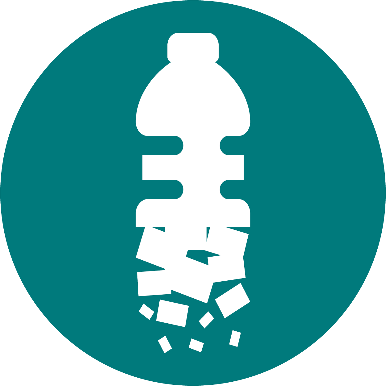 Teal icon with a illustration of a plastic bottle