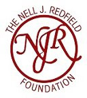 The Nell J. Redfield Foundation NJR Logo in red lettering in a circle. 
