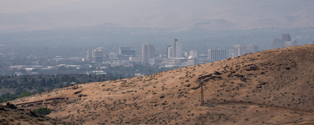 Reno, Nevada under smoky skies.