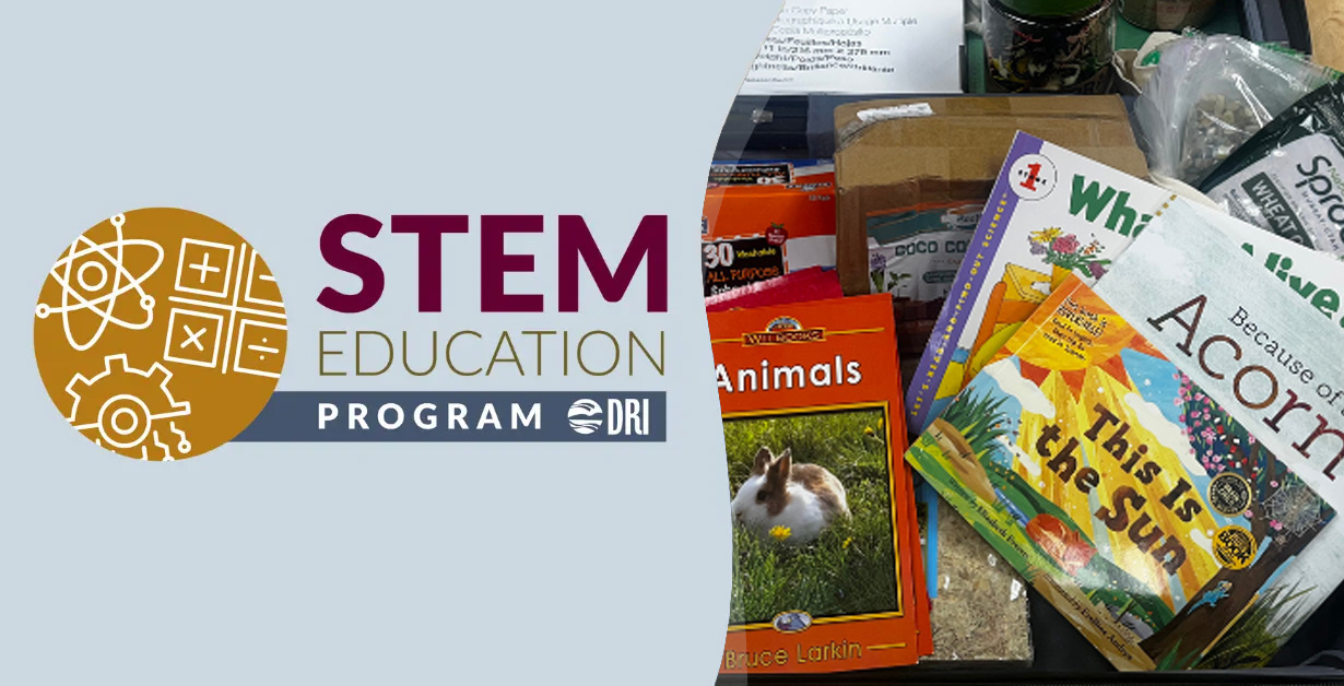 STEM Education Program Logo with image of books and STEAM materials.