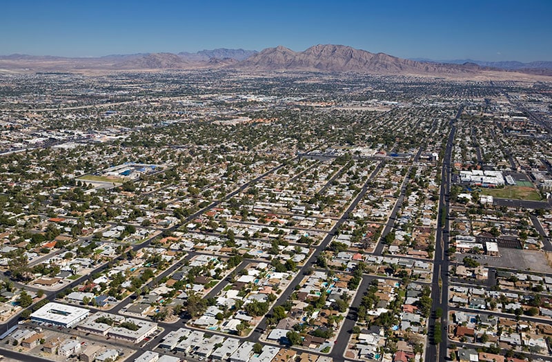 bird's eye view of east las vegas neighborhood