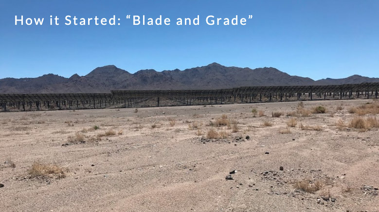 Solar panels in a baren desert landscape.