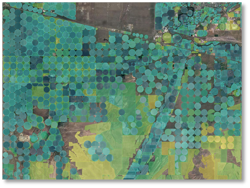 owrd et description image Satellite image of crops.
